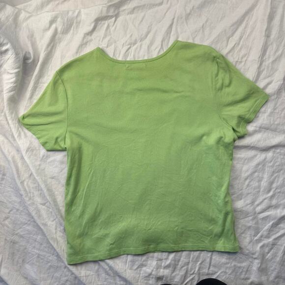 Green Ralph Lauren rhinestone logo Y2K tee - size large - Picture 5 of 6